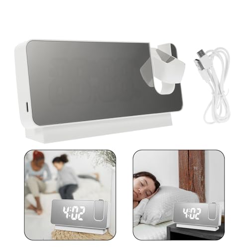 FONDOTIN 大画面投影置時計 学生用静音電子デスククロック 電源式 多機能室内プロジェクションアラームクロック オフィス寝室対応