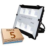 Envio en 1 día hábil (LA)5x Proyector Led 50w, Color blanco frío (6500K), para Exterior Iluminación Decoración 6500k IP65 Negro (5)