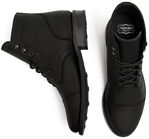Thursday Boot Company Women's Captain Cap Toe Ankle Boots, Black Matte, 8 #TOP3