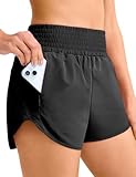 Yogaration Sport Shorts Sommer 2 in 1 Kurze Sporthosen mit Reißverschlusstaschen, Schnelltrocknende Laufshorts Hohe Taille Kurze Hosen Fitness Yoga Jogging Trainingshose
