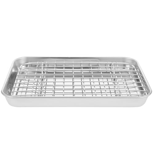 Bandeja para hornear con rejilla de acero inoxidable para repostería y horno doméstico