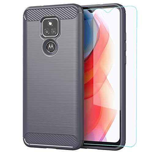 Moto G Play 2021 case,Motorola G Play 2021 case,with HD Screen Protector,M MAIKEZI Soft TPU Slim Fashion Non-Slip Protective Phone Case Cover for Motorola Moto G Play 2021 (Gray Brushed TPU)