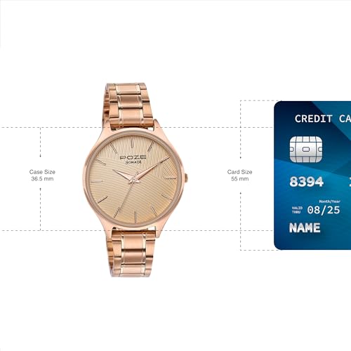 Image of Sonata Golden Hour Quartz Gold Round Dial Women's Watch | Stainless Steel Material | Multi Color Band - SP80111WM03