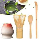 4 Stück Matcha Set Rosa, Matcha Set Mit Pulver Matcha Whisk, Matcha Löffel, Ständer und Löffel, Matcha Zubehör Set, Keramik Matcha Besen Set Halter Handgefertigtes Macha Tea Set