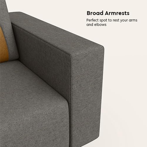 Image of Interio by Godrej Sofa Windle 1-Seater Fabric Sofa for Living Room, 3-Years Warranty, Solid Wood, Taupe and Camel