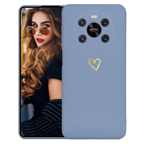 Kaywzo Case for Honor Magic 4 Lite/Honor X9 4G/5G,Thin Soft TPU Smooth Silicone Case with Heart Pattern,Minimalist Design Lovely Girl Lady Shockproof Protective Case,Blue