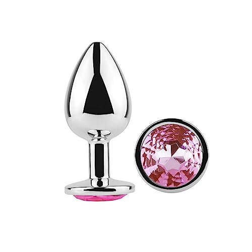 Bussy Metal Anal Plug Butt Plug Training Set Couples, Anal Sex Toys Male Prostate Massager Jewelled Anal Butt Pugs Pure Pleasure in 3 Sizes Adult Sex Toys (Pink, Small), Silver, 1.0 count (GE-Z-604)