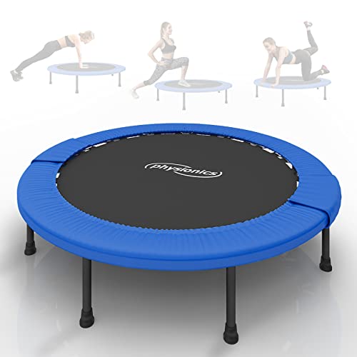 Physionics® Mini Trampolin - Klappbar, Ø81/91/96/102/114/122cm, bis 100 kg, Schwarz-Blau - Minitrampolin, Indoor und Outdoor Bodentrampolin für Erwachsene, Fitness, Sport, Jumping Physionics® Mini Trampolin - Klappbar, Ø81/91/96/102/114/122cm, bis 100 kg, Schwarz-Blau - Minitrampolin, Indoor und Outdoor Bodentrampolin für Erwachsene, Fitness, Sport, Jumping