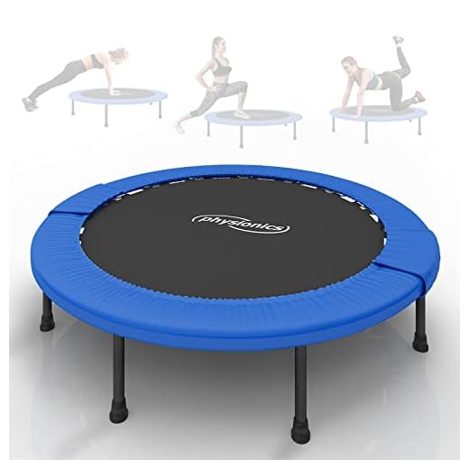 Physionics® Mini Trampolín - Diámetros Disponibles (Ø) 81/91/96/102/114/122 cm, Máx. 100 kg, Soportes Antideslizantes, para Exterior y Interior - Trampolín de Fitness