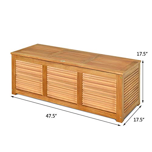 Tangkula 47 Gallon Acacia Wood Deck Box, Garden Backyard Storage Bench, Outdoor Storage Container For Patio Furniture Cushions And Gardening Tools (Natural) #TOP5