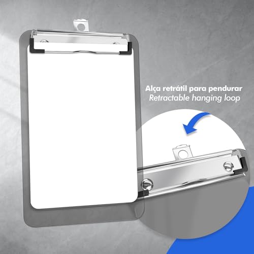 Prancheta Slip Transparente (12x18,5cm) com Prendedor Metálico Wire Clip e Papel Branco 50fls A6 - K