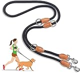 Robust Hundeleine 2m - 3-Fach Verstellbar Führleine, 1,4cm Dickes Nylon Geflochten Leine Hund mit Karabiner, Multifunktions Doppelleine Joggingleine Trainingsleine für Kleine Mittlere Große Hunde
