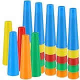 Threehoney 50 Set Stacking Hand Replacement Cones Occupational Therapy Equipment Hand Therapy Tools 7 Inch Small Stacking Cones Textured Physical Exercisers