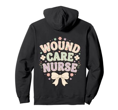 Wound Care Nurse Patchwork Floral Coquette Bow Registered Pullover Hoodie