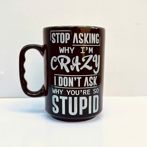 Taza grande negra de cerámica 17 oz con texto grabado miniatura 5