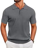 COOFANDY Polo Uomo Maglia Manica Corta Polo Shirt Slim Fit Golf T-Shirt Casual Elastico Grigio Scuro L