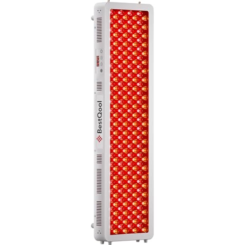 Image of BestQool Red Light Therapy Panel for Body, Face. 4 Wavelengths Elite Grade Full Body Near Infrared Therapy Device Dual Chip 200 LEDs, High Power Red Light Lamp at Home.