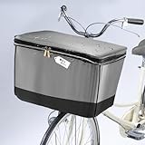 CZEAR 自転車 カゴカバー 二段式 前カゴカバー 防水 自転車用 止水ファスナー 容量アップ (グレー, M)