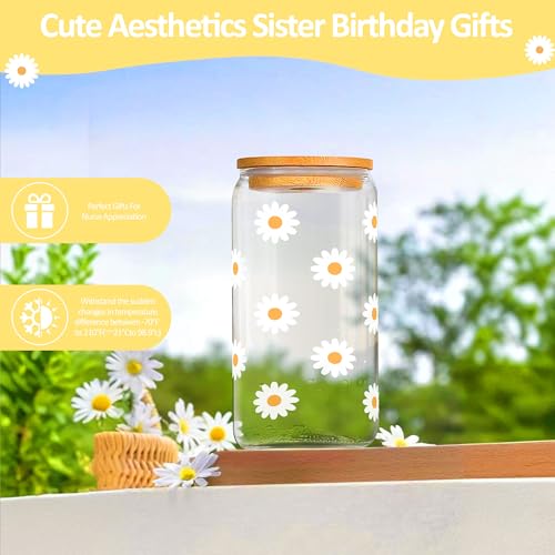 Sister Birthday Gifts, Sisters Gifts from Sister, Unique Gift for Sisters Christmas Gift Set Stocking Stuffer with 16oz Glass Cup -Brighten up Her Day! - Image 3