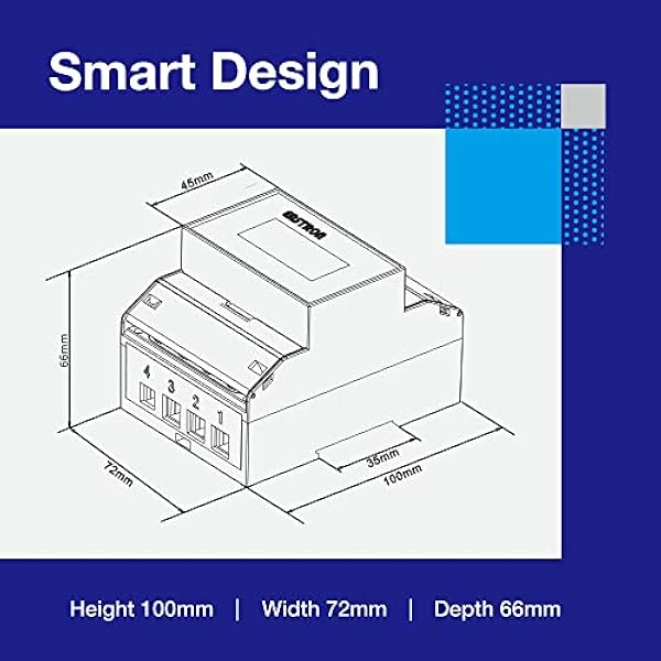 EASTRON SDM72D-MID elanvändningsmätare – trefas pulsmätare – 100 A kWh elnät, Din Rail Smart kWh energimätare, med bakgrundsbelyst LCD-skärm – MID-certifierad/kalibrerad