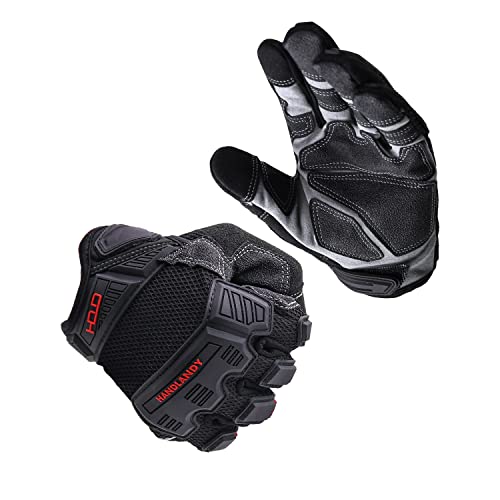 Aigevture Heavy Duty Synthetic Leather Impact Work Gloves Men, Mechanic Gloves, Sensitive Touch Screen Flexible Grip Gloves For Work #TOP11