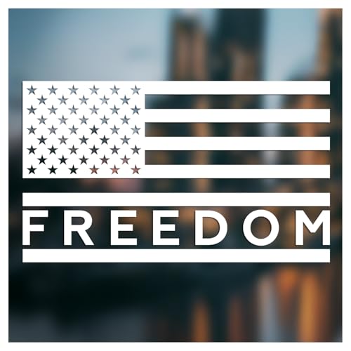 (2 PCs) Freedom American Flag UV DTF Decal White Patriotic USA Flag for Car Truck Laptop Window Military Support & Independence Day Decoration Waterproof 7 Inches (White)