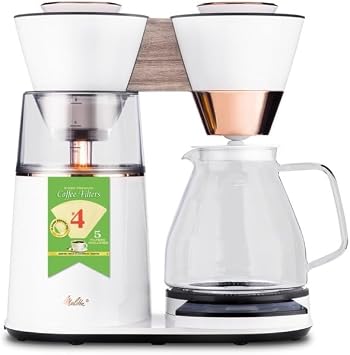 Melitta Vision 12-Cup Drip Coffee Maker, White, with 5-Pack Filters