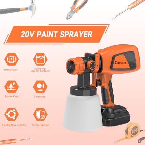 20V Battery Cordless Paint Sprayer with 2 Batteries, Adjustable Flow Control