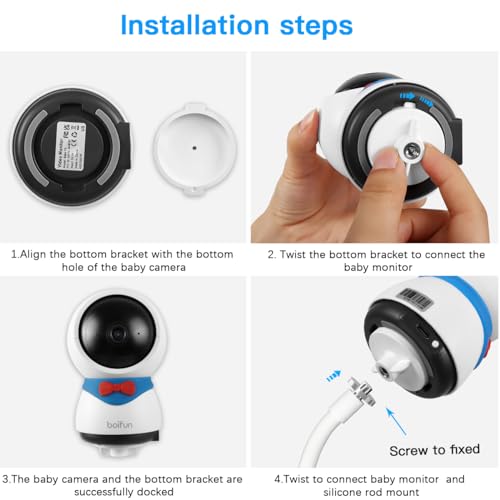 HOLACA Baby Monitor Mount Flexible Twist Stand for BOIFUN Baby 5S BOIFUN Baby 5s,BOIFUN Baby 6T,BOIFUN Baby 2S,BOIFUN VB805 with Other 1/4Threaded Hole,Clip Mount