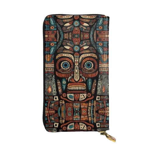 Portefeuille en cuir motif totem tribal fini le désordre de voyage
