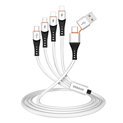 SDBAUX 6 in 1 USB A to USB C Multi 4 in 1 Dual Phone Type C Micro Port Charger Cord,3A Fast Charging Cable Compatible with Most Mobile Phones and Electronic Devices Tablets