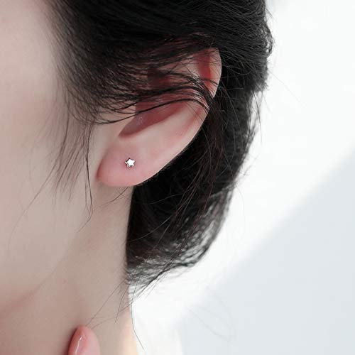 3 Pairs 925 Sterling Silver Star Stud Earrings For Women,Tiny Simple Geometric Stud Earrings Set Small Hypoallergenic Cartilage Tragus Ear Jewellery For Men Girls (3/4/5Mm) #TOP5