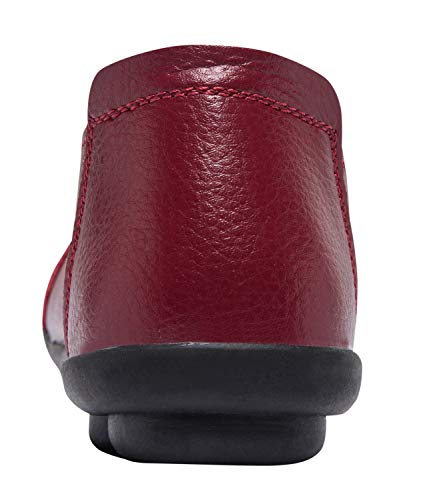 Image of Women's Slip-On Loafers, Comfortable Leather Walking Flats with Memory Foam Insole, Anti-Slip Casual Shoes for Work Office Driving