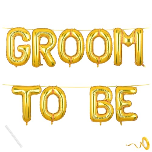Image of Groom To Be Banner Gold for Wedding Home Boys Foil Balloon Decoration Decor Celebration Golden