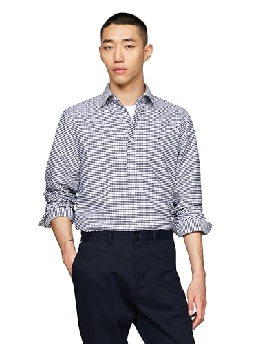 Image of Tommy Hilfiger Men's Long Sleeve Oxford Shirts in Regular Fit, Men's Button Down Shirts, Also Available in Big and Tall