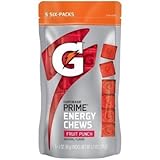 Gatorade Prime Energy Chews Fruit Punch Natural Flavor 5-Sleeves