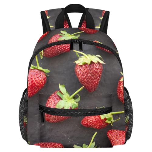 Sac à dos léger pour enfants 3-8 ans avec motifs fraises et vaches multicolore, dim 25x10x30 cm