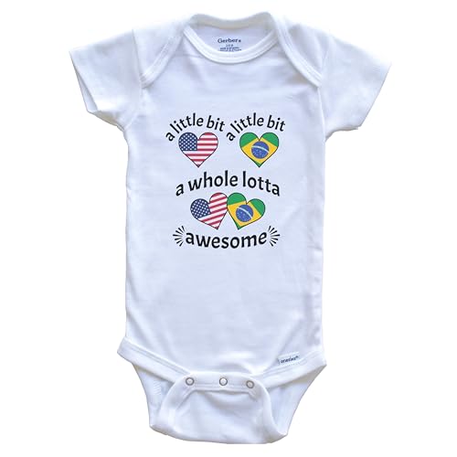 Really Awesome Shirts A Little Bit Brazilian American Brazil USA Heart Flags Baby Bodysuit