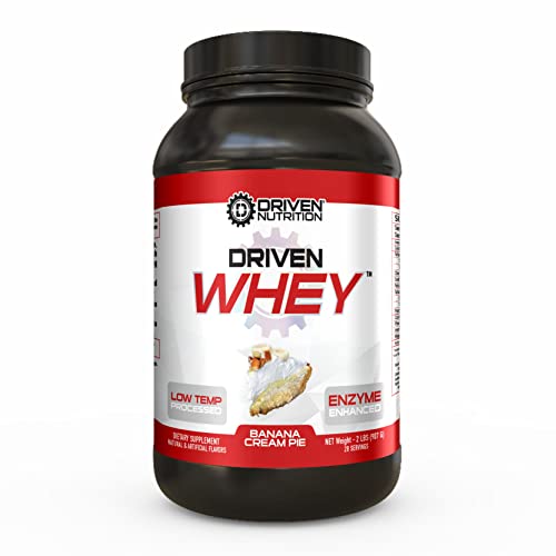 Driven Whey- Grass Fed Whey Protein Powder: Delicious, Clean Protein Shake- Improve Muscle Recovery With 23 Grams Of Protein With Added Bcaa And Digestive Enzymes (Banana Pie, 2 Lb) #TOP6