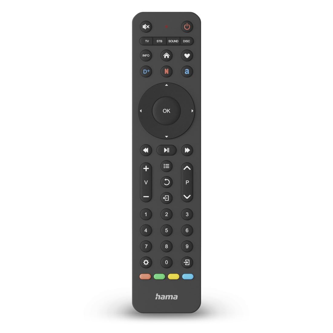 Hama Universal TV Remote Control, Infra-red, for 4 Devices, Teachable, App Butto