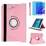 Case for Samsung Galaxy Tab A 8.0 inch 2015 (SM-T350 T351 T355 SM-P350 P355) - 360 Degree Rotating Stand Case Smart Protective Cover,with Stylus Pen,Screen Film (Pink)