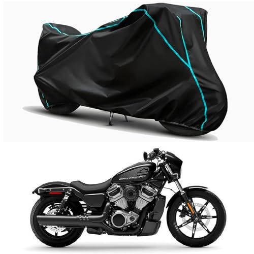 Image of Waterproof Bike Body Cover Compatible for | Davidson Nightster | Taffeta Fabric, Sky Piping Design, Bottom Elastic Fit | Dustproof, Sun UV & Rain Protection for All Weather.