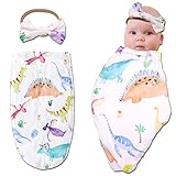 Dinosaur Cocoon Sack, Baby Swaddle Wrap, Receiving Swaddle Sack with Matching Headband, Soft...