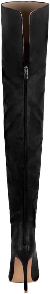 YING LAN Over the Knee High Boots for Women Sexy Zipper Pointed Toe High Heel Faux Leather Surgical Stretch Riding Thigh High Boots - Image 4