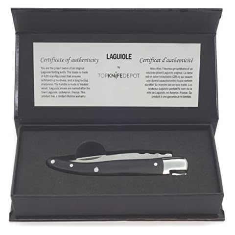 TopKnife Laguiole 4-1/2" Multipurpose Folding Knife - Pakkawood Handle – Good Option as Personal Steak Knife – Magnetic Gift Box Cover