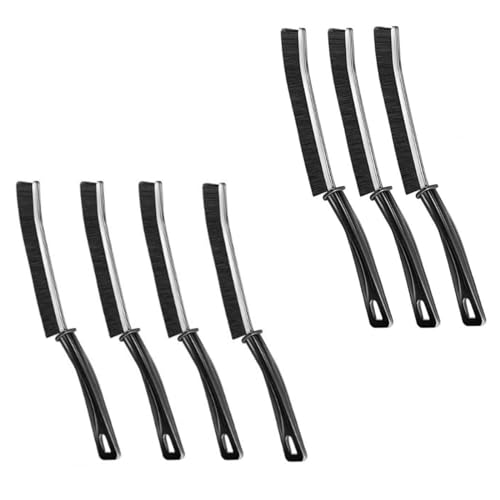 7 Stück schwarze Lückenreinigungsbürste, harte Borsten, Eckreinigungsbürste, Fugenbürste Badezimmer mit Griff-Design, multifunktionale Reinigungsbürsten für Badezimmer, Fliesen, Küche, Schrubber