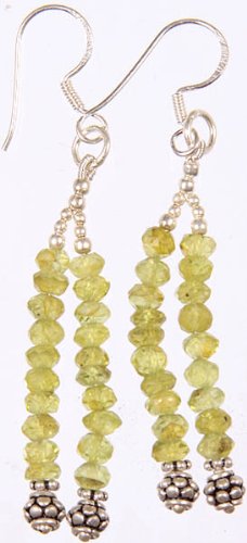 Exotic India Faceted Peridot Earrings - Sterling Silver