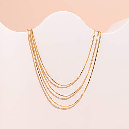 Pavoi Womens 14K Gold Plated Yellow Gold Triple Chain Necklace #TOP3