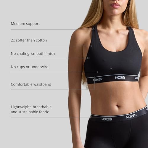 Image of Woxer Boss Bralette for Women - Wireless, Seamless Racerback - Modal Sports Bra, Lounge, Sleep Bralette, Wireless Bra