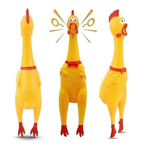 Agirav Natural Latex Rubber Squeaky (Chicken) Dog Chew Toy | Suitable for Puppy, X-Small to Small Dogs (0-10kgs) | Durable, Animal Design, Fetch & Chew Toy | Reduce Separation Anxiety (Pack of 1)
